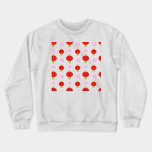 Cute Lantern with Flowers Pattern in White Background Crewneck Sweatshirt